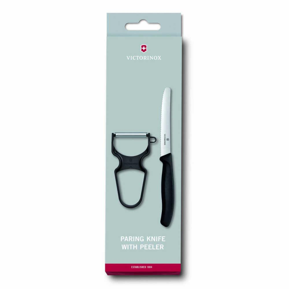 Victorinox soyacak ve tırtıklı soyma bıçağı ambalajı.