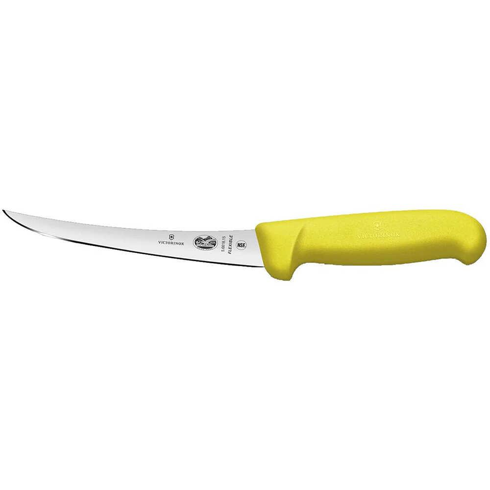 Esnek bıçaklı ve NSF sertifikalı sarı bir Victorinox bıçağı.