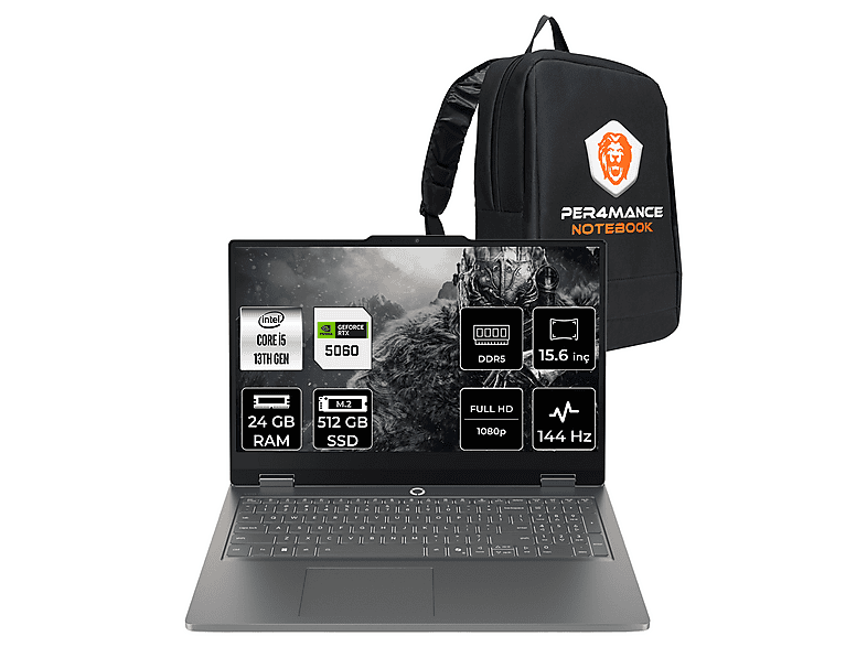 LENOVO LOQ RTX5060/8GB FHD 83SC000TTRP308 Intel® Core™ i5-13450HX 24 GB RAM 512 GB SSD 15,6 inç FreeDOS Laptop+Çanta Luna Grey