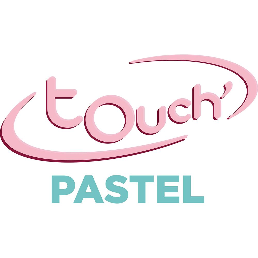 Logo mit dem Wort 'Touch' in Rosa und 'PASTEL' in Türkis.