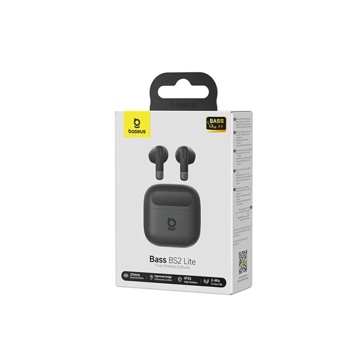Confezione auricolari true wireless Baseus Bass BS2 Lite, grigio scuro.