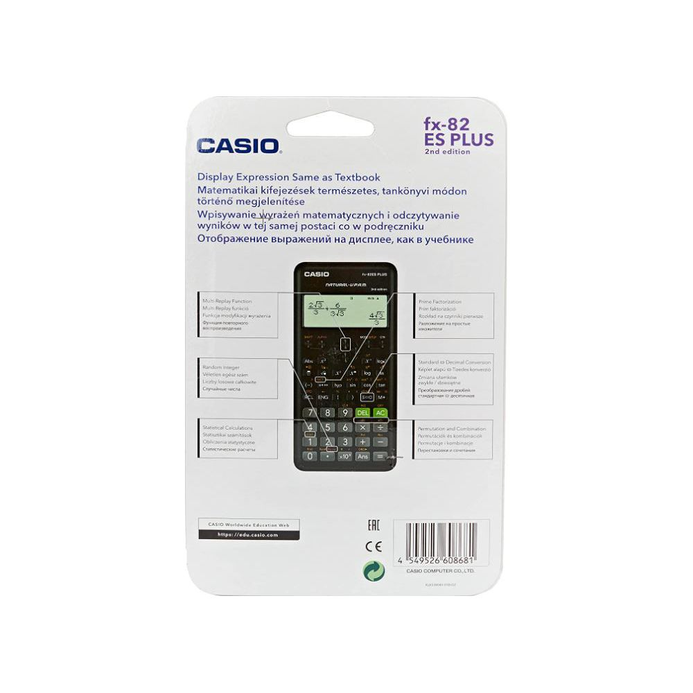 Calculatrice Casio fx-82 ES PLUS avec clavier et écran.