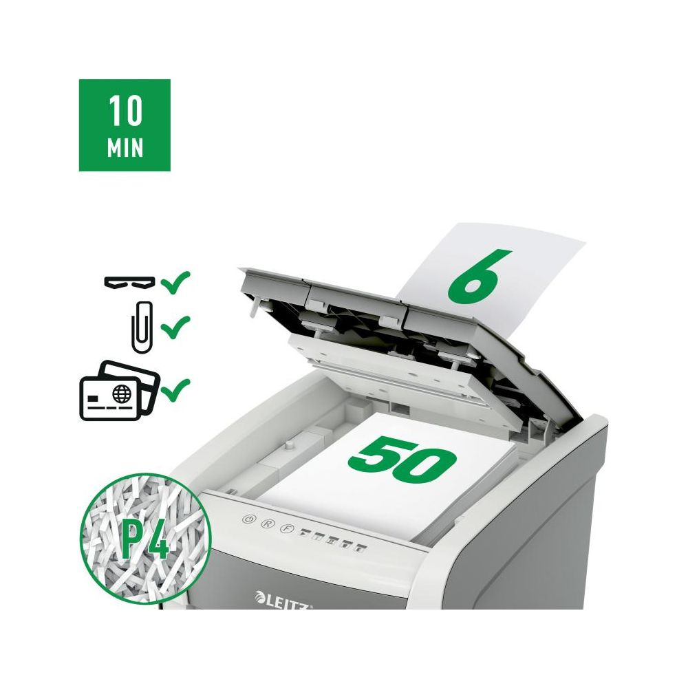 Une déchiqueteuse de papier 10 min, niveau P4, déchiquetant 50 feuilles.
