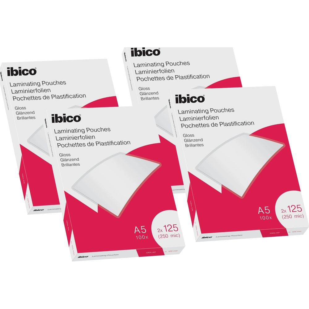 Tre confezioni di buste per plastificazione Ibico, formato A5, 100 pezzi.