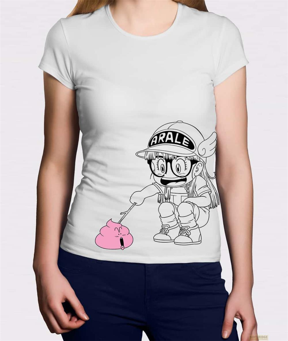 Ein Cartoon-Mädchen mit Brille und Kappe stochert mit einem Stock in einem rosa Haufen.