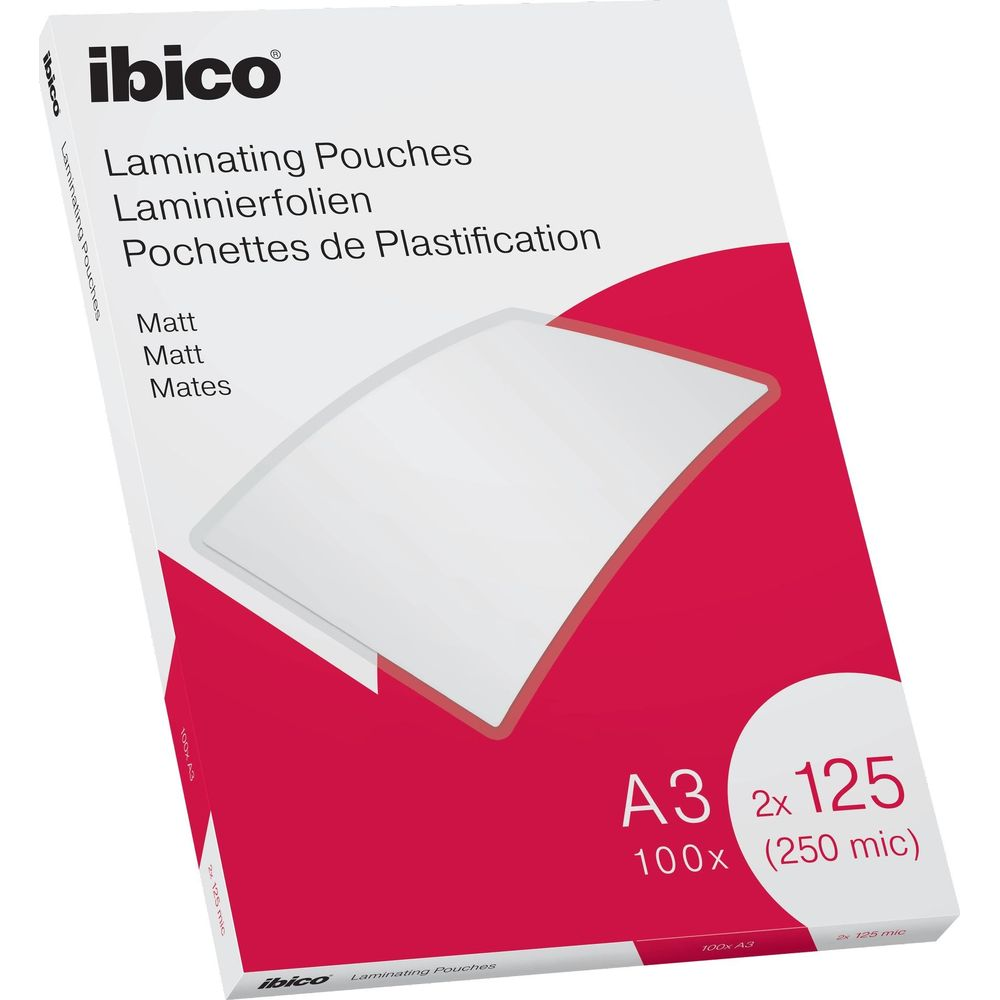 Confezione 100 buste Ibico A3 opache per plastificazione.