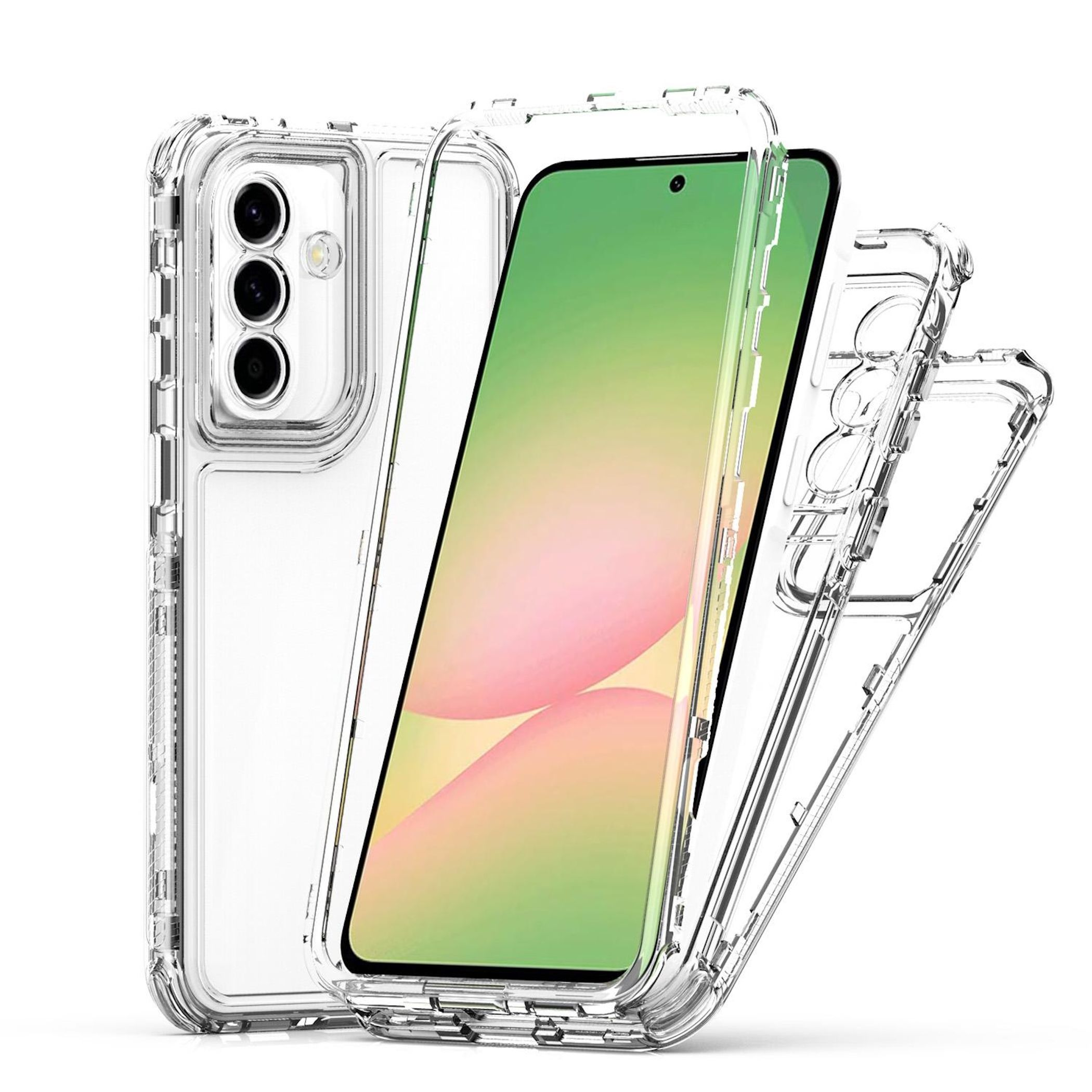 Ein durchsichtiger Handyhülle mit einem Smartphone darin.