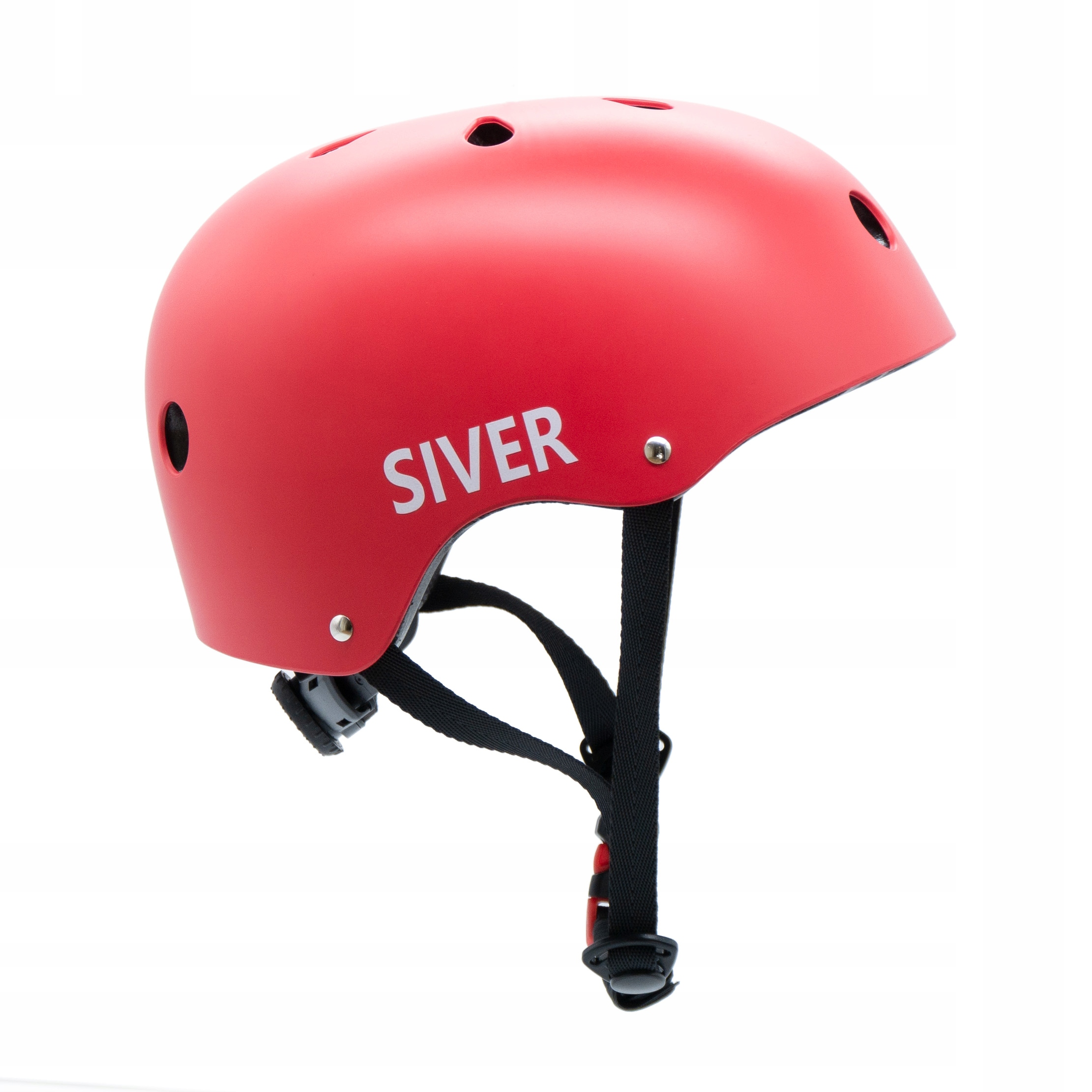 Casco rosso con prese d'aria e scritta bianca SIVER.