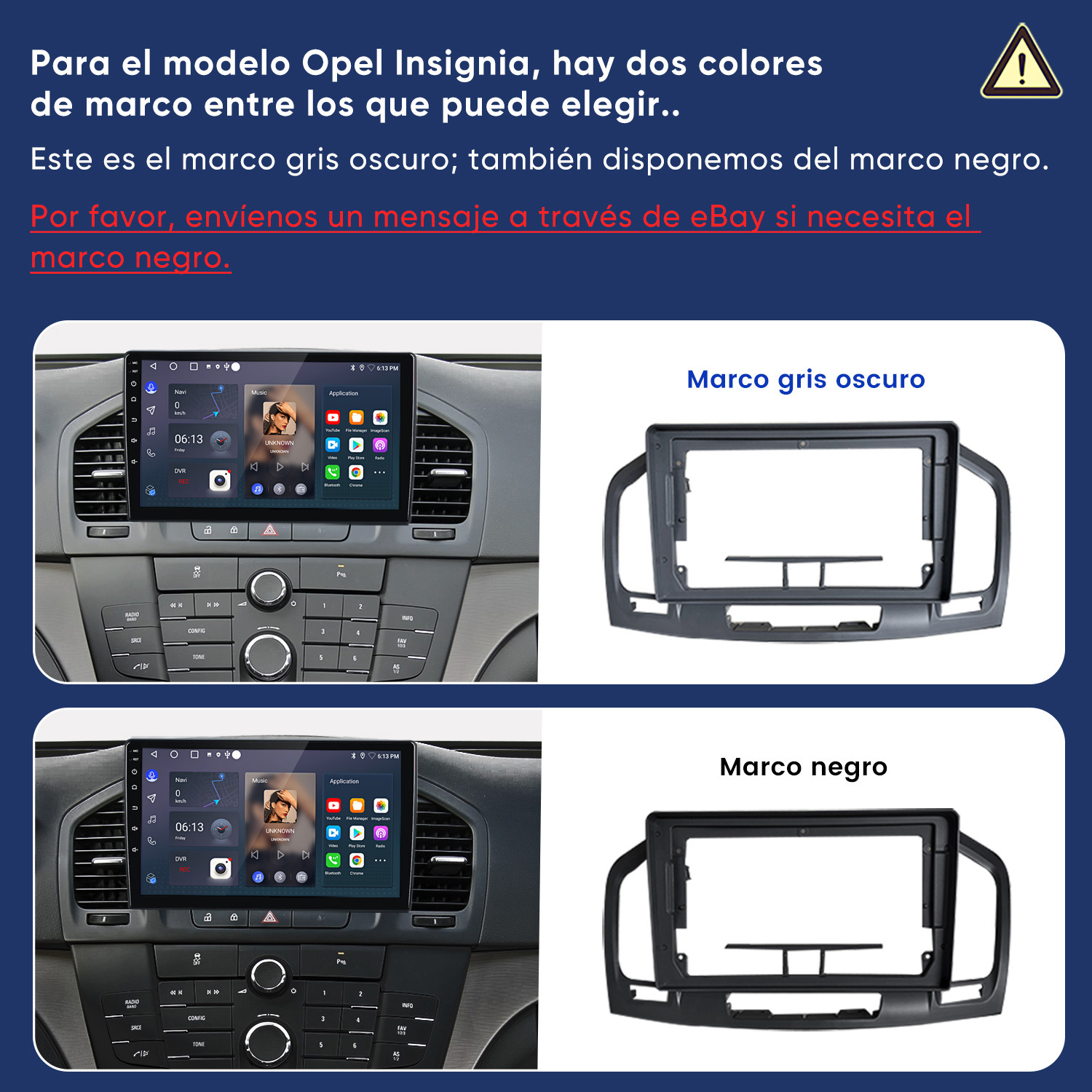 Opel Insignia: Marcos gris oscuro y negro. Dos opciones.