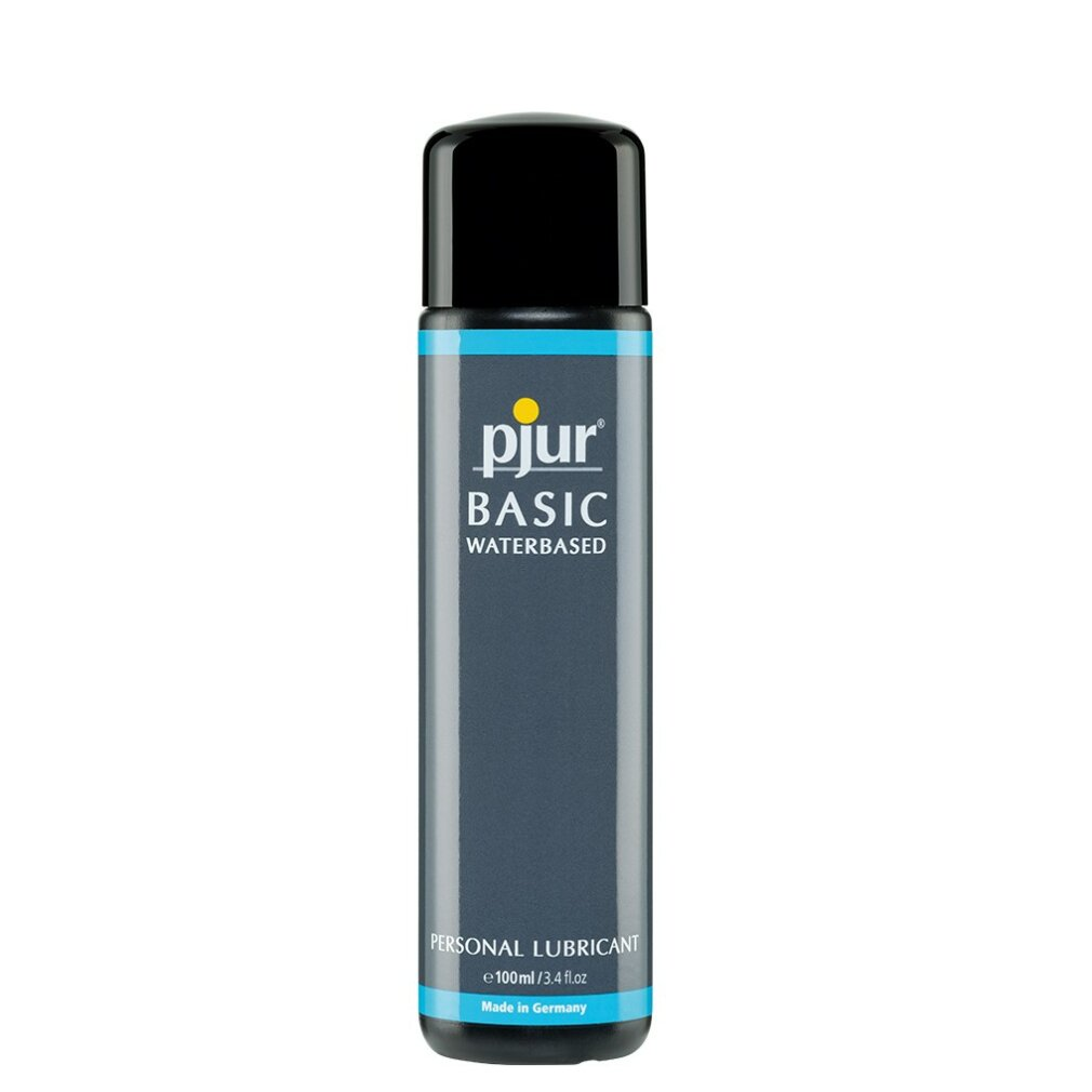 Eine dunkle Flasche mit einem schwarzen Verschluss und blauem Band. Text auf der Flasche.