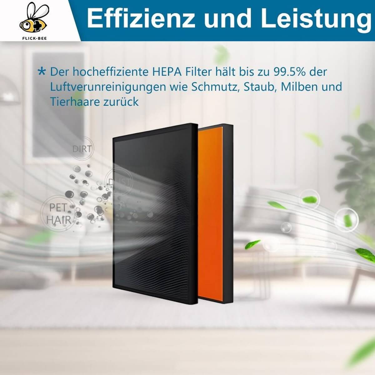 Ein HEPA-Filter fängt Schmutz, Staub und Tierhaare ab.