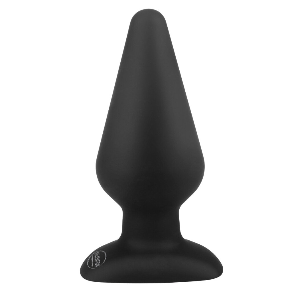 Schwarzer, spitzer Butt Plug mit breiter Basis.