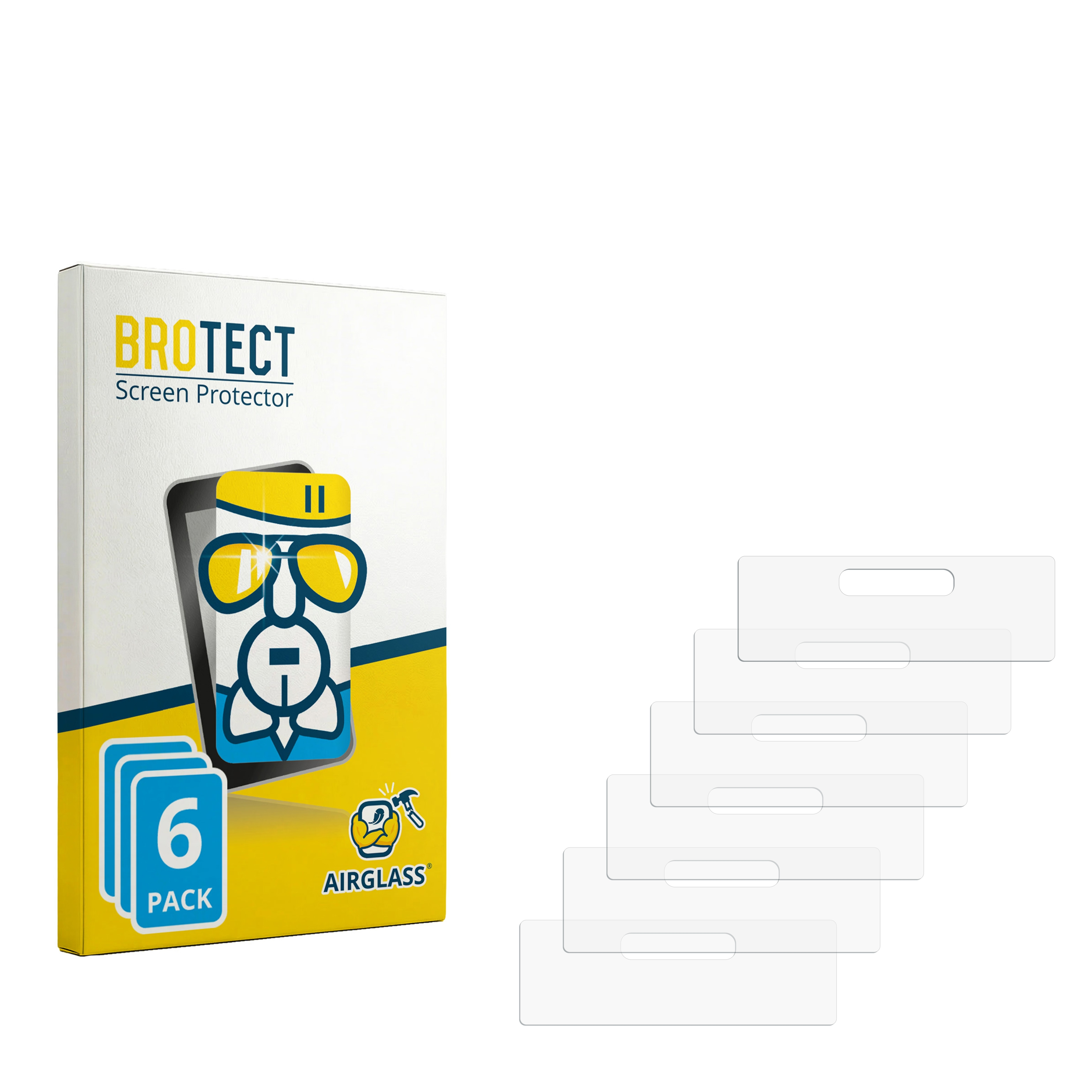 Verpackung für Brotect Displayschutzfolie, 6er Pack, mit 5 einzelnen Folien.