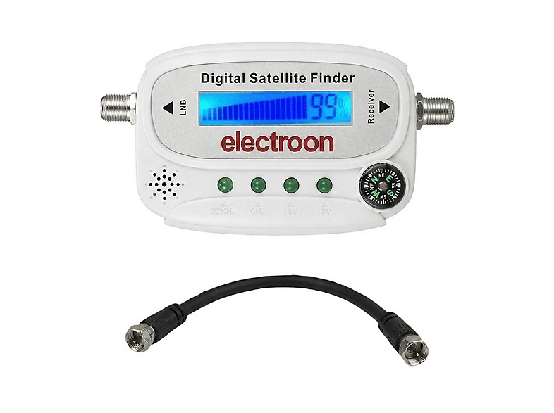 ELECTROON ANT-9505 Satfinder LCD Ekranlı Pusulalı Dijital + Ara Kablolu Uydu Bulucu Beyaz