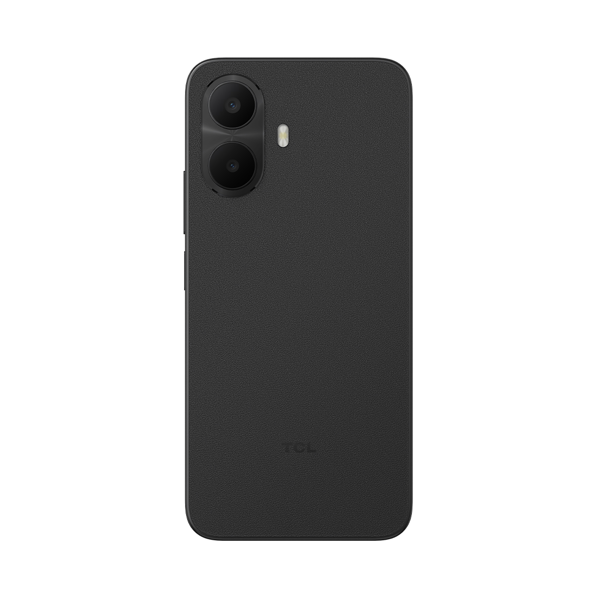 Czarny smartfon z dwoma aparatami i lampą błyskową z tyłu.
