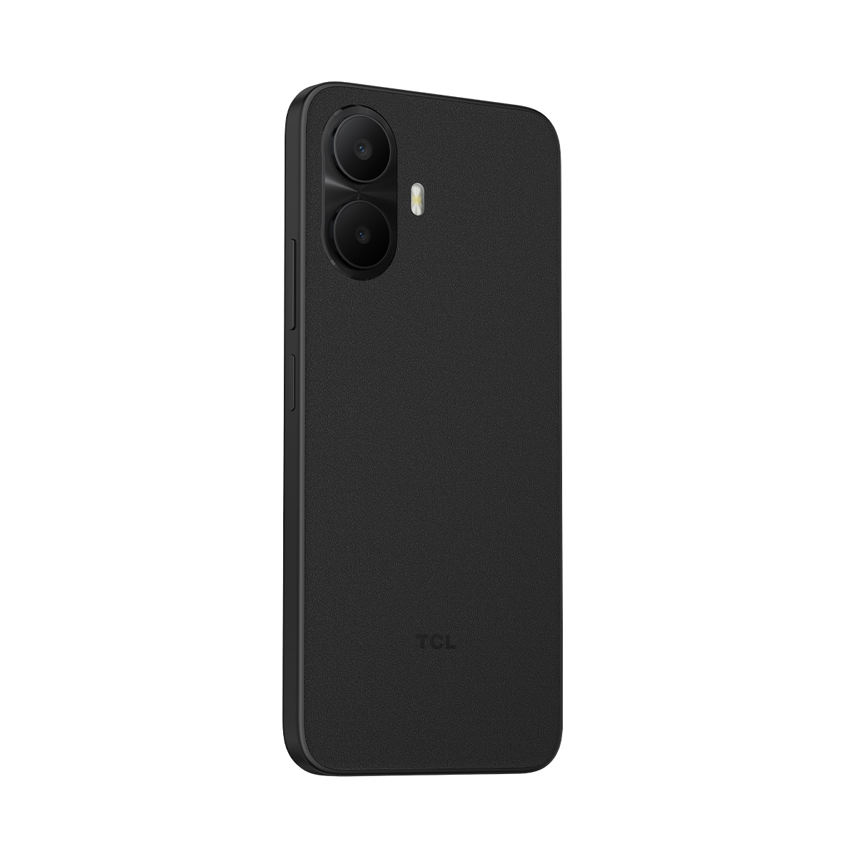 Czarny smartfon z podwójnym tylnym aparatem i lampą błyskową.