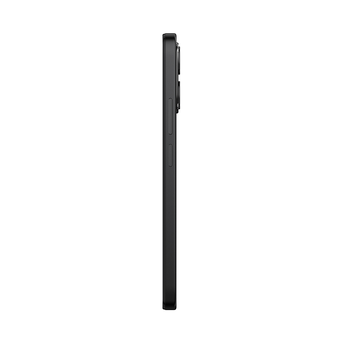 Czarny smartfon z boku z widocznymi przyciskami i obiektywami aparatu.