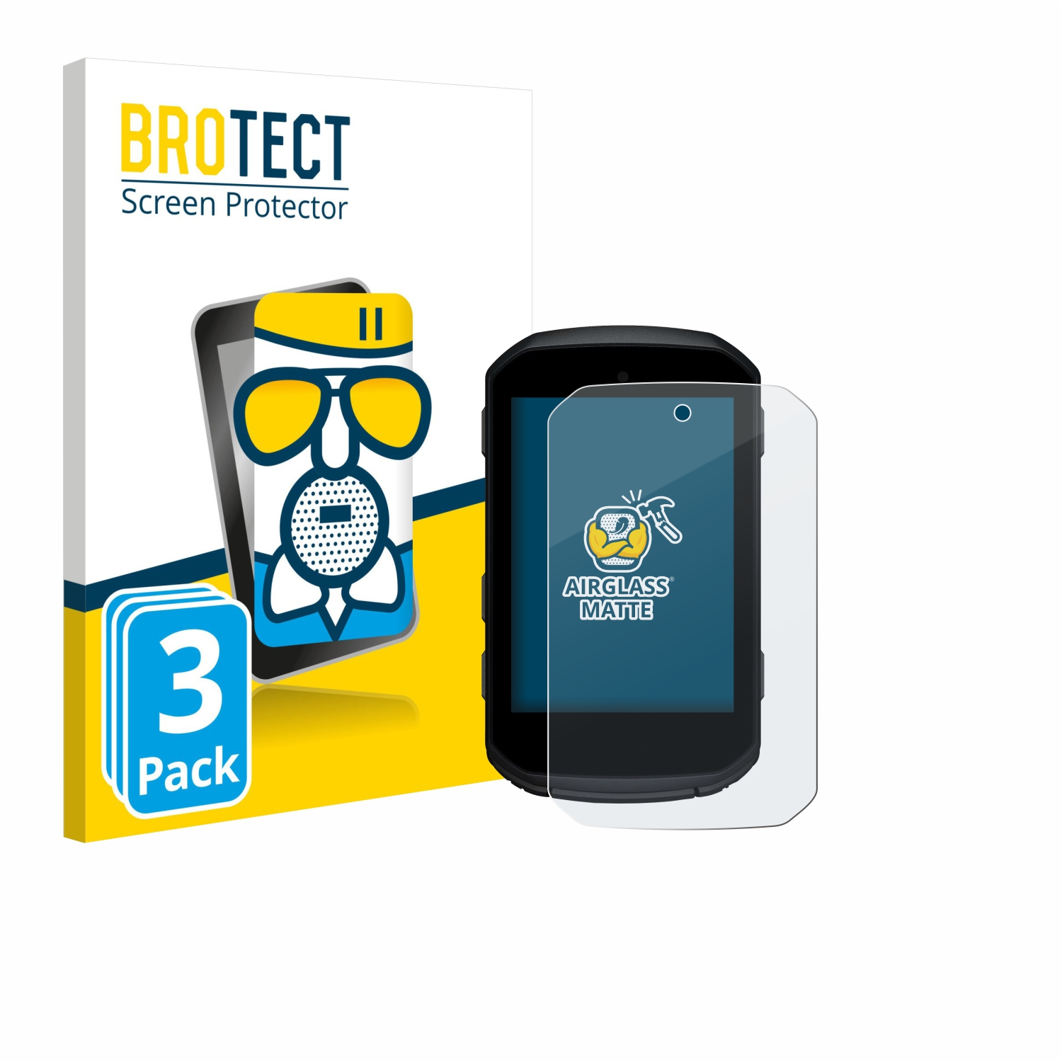 BROTECT Displayschutzfolie 3er Pack mit einer Smartwatch, die eine Schutzfolie trägt.
