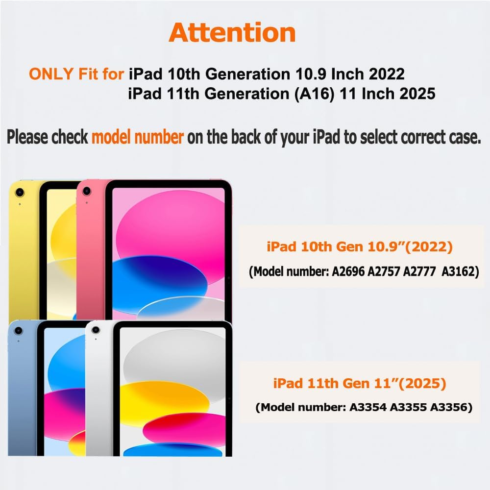 Mehrere iPads in verschiedenen Farben, mit Modellnummern.