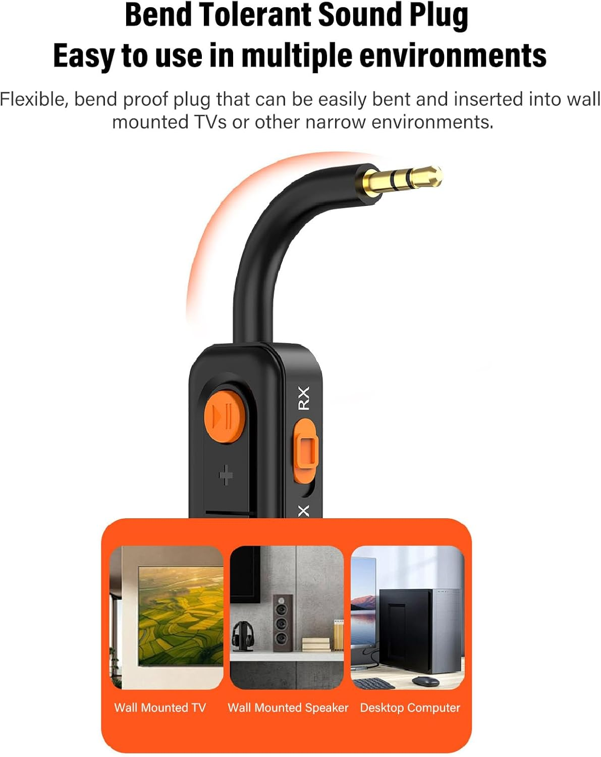 Bend Tolerant Sound Plug für Wand-TV, Lautsprecher und Computer.