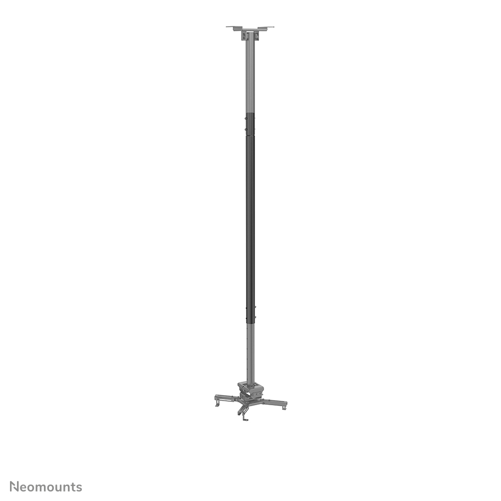Un supporto a soffitto per proiettore con asta e staffa regolabili.