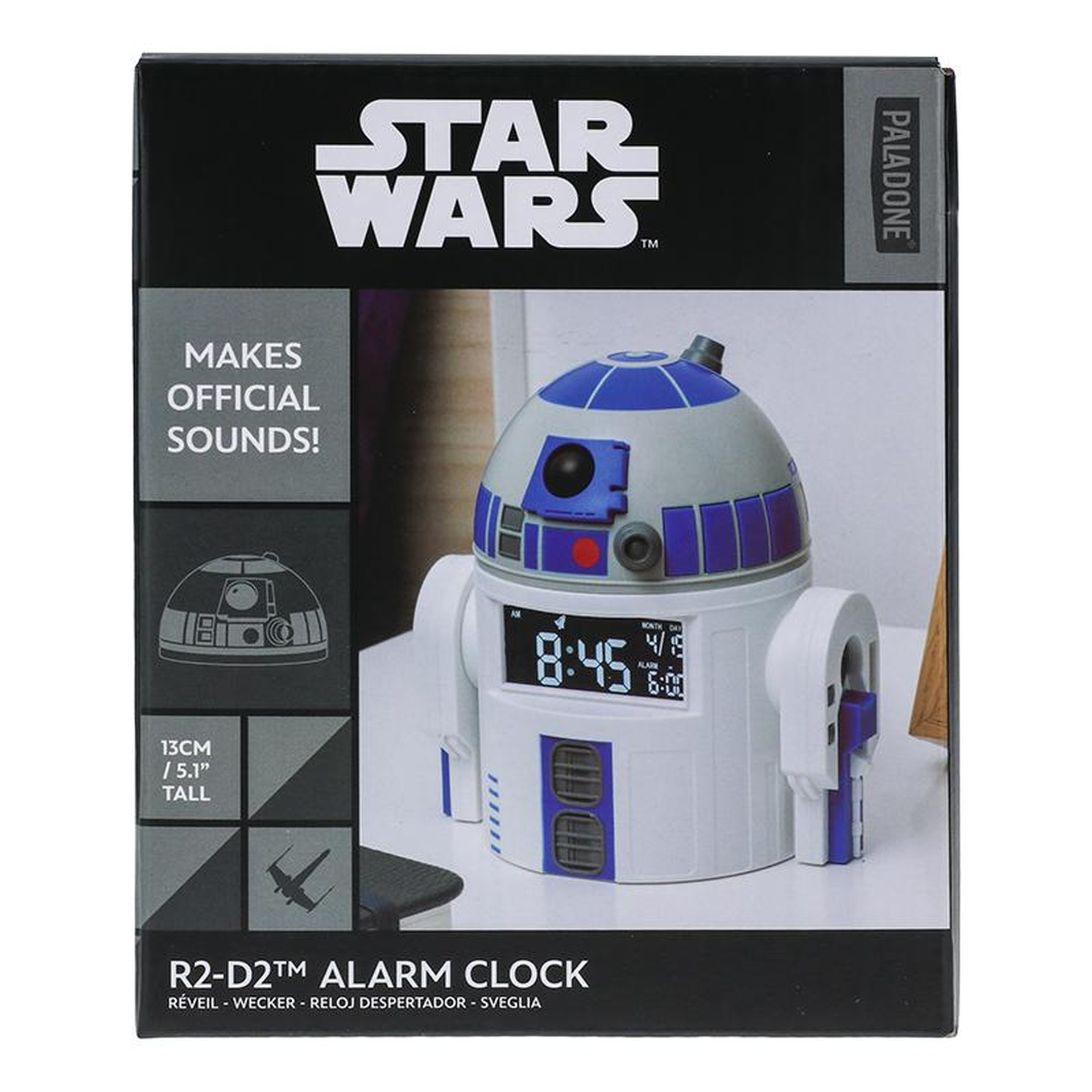 Zegar Star Wars R2-D2 z cyfrowym wyświetlaczem i logo Paladone.