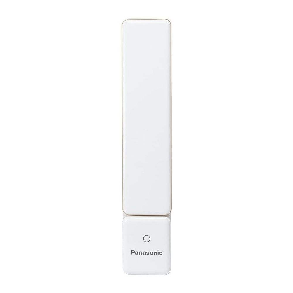 Daire ve logo içeren beyaz bir Panasonic kaydırıcısı.