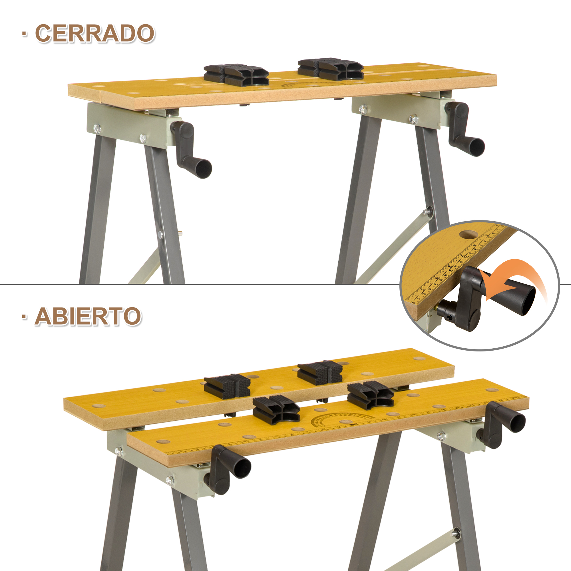 Dos bancos de trabajo comparados: uno cerrado, uno abierto.