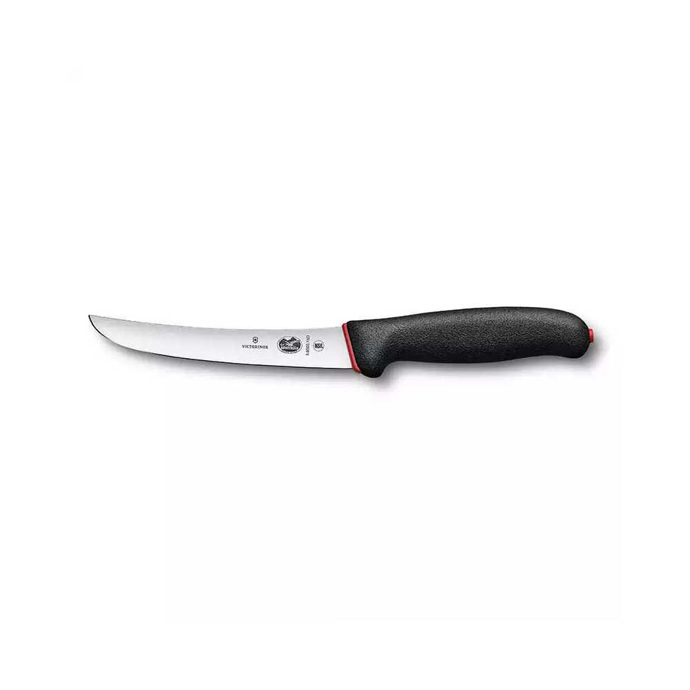 Siyah saplı ve kırmızı uçlu bir Victorinox bıçağı.