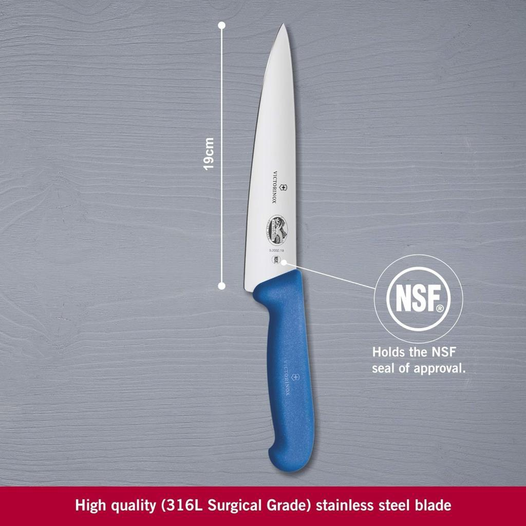 Mavi saplı 19cm Victorinox bıçağı ve NSF mührü.