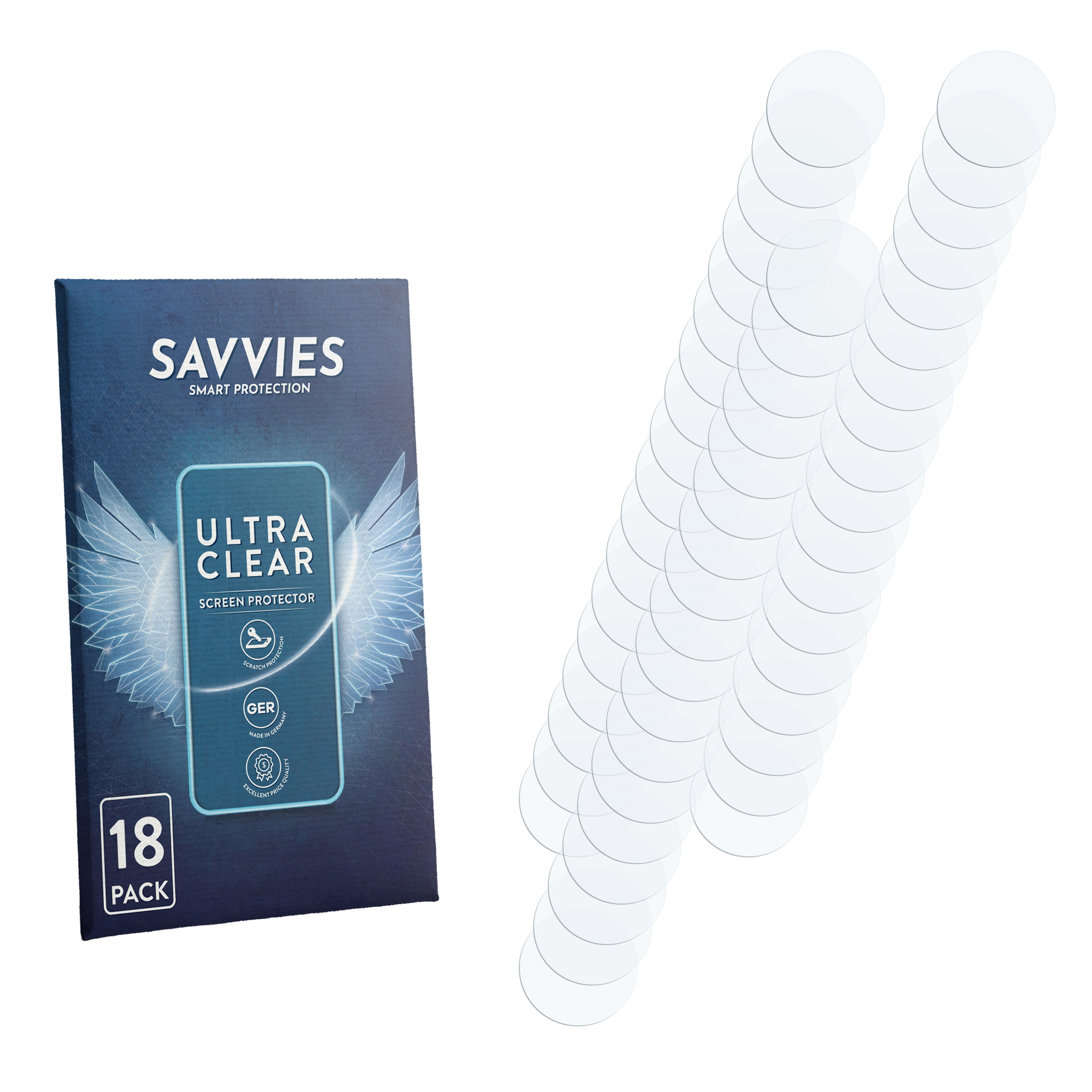 Savvies 18er Pack Ultra Clear Displayschutzfolien, deutsche Qualität.