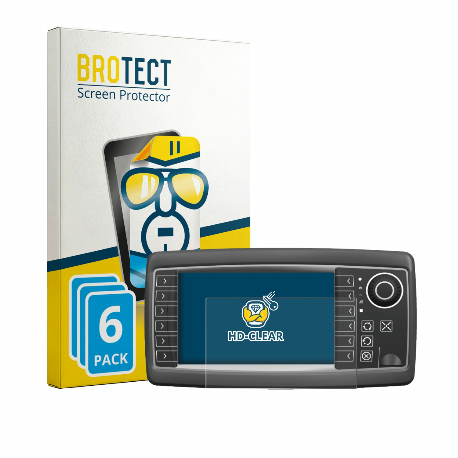 BROTECT Displayschutzfolien-Packung mit 6 Stück und einer Displayschutzfolie auf einem Gerät.