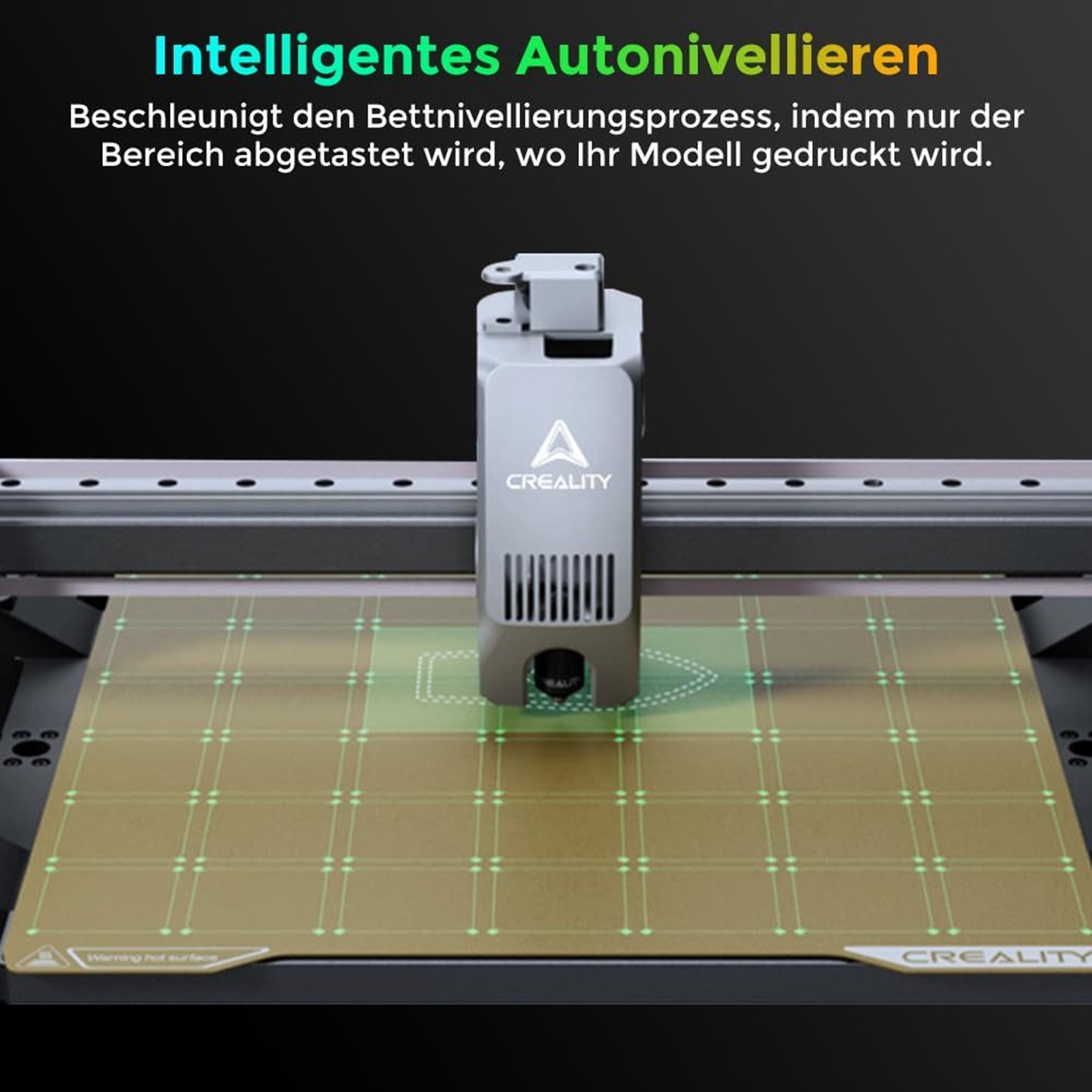 Una impresora 3D con autonivelación inteligente escanea la cama de impresión.