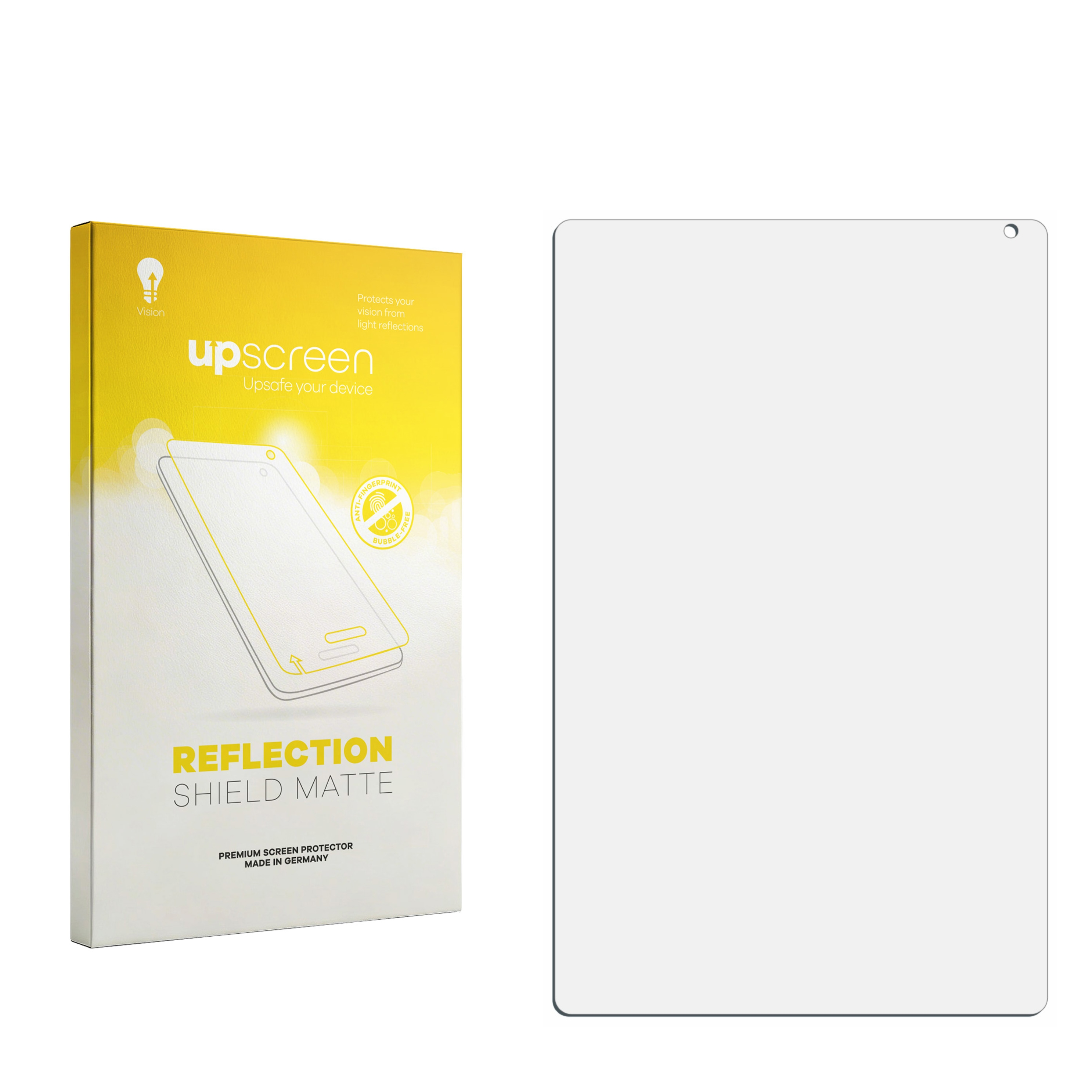 Gelber Karton für 'upscreen' Reflection Shield Matte Displayschutzfolie & klare matte Folie.
