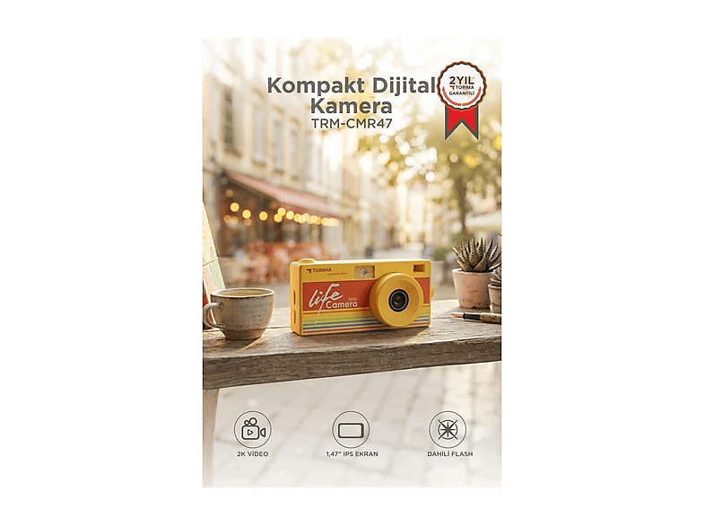 TORIMA Life Dijital Kamera Selfie Video Mini Fotoğraf Makinesi CMR47 Vlog Kamerası Sarı
