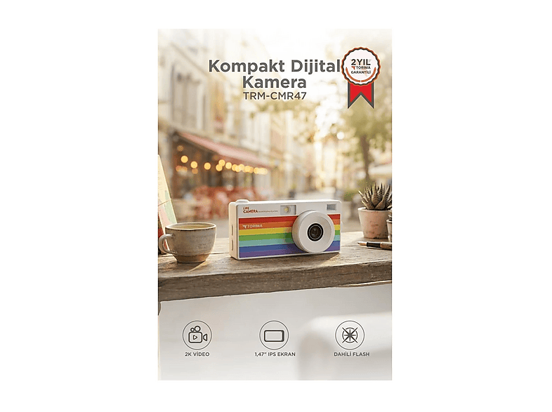 TORIMA Life Dijital Kamera Selfie Video Mini Fotoğraf Makinesi CMR47 Vlog Kamerası Beyaz