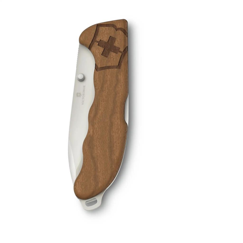 Victorinox logolu, ahşap saplı kapalı çakı.