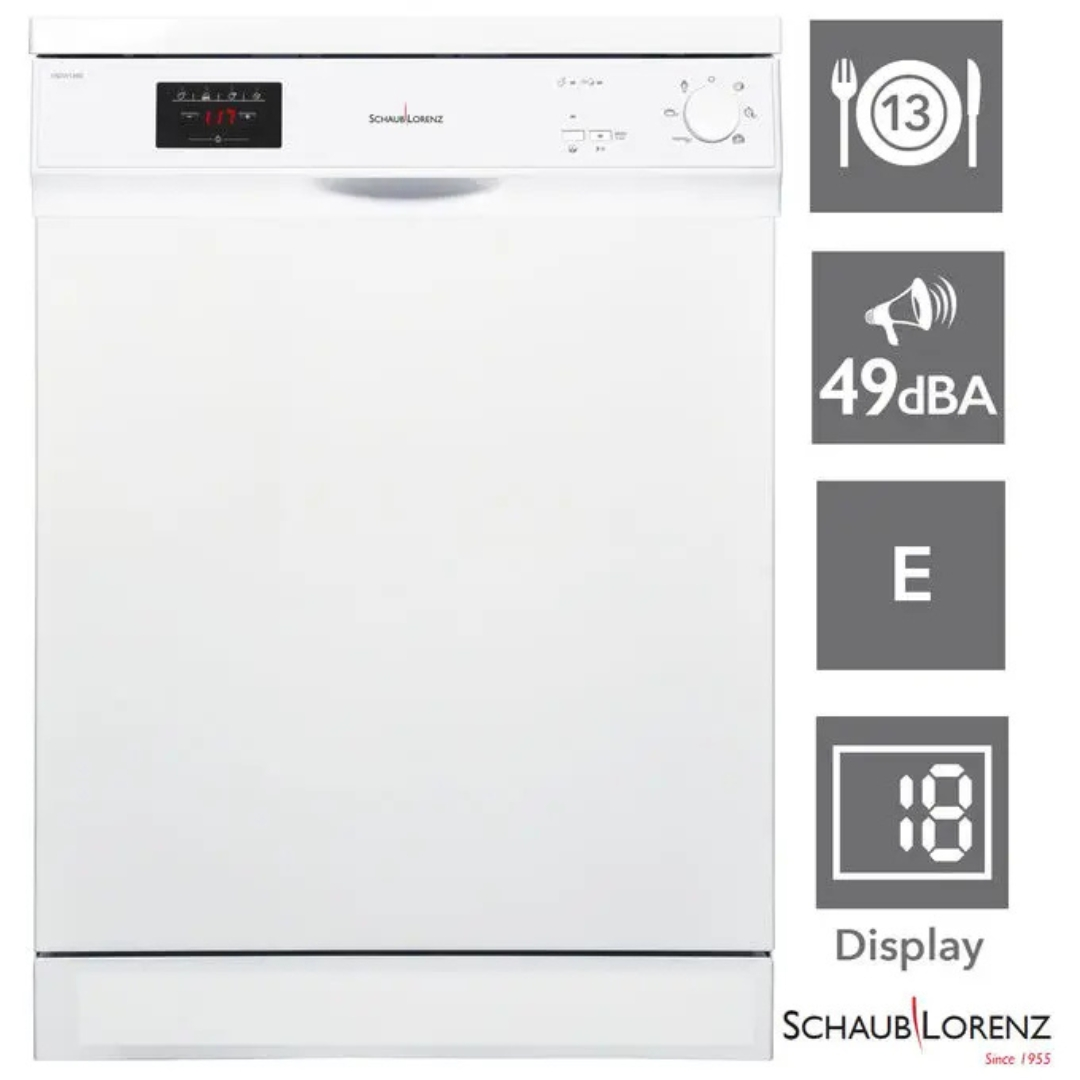 Lavastoviglie bianca con display digitale e icone per 13 coperti, 49 dB, classe E.