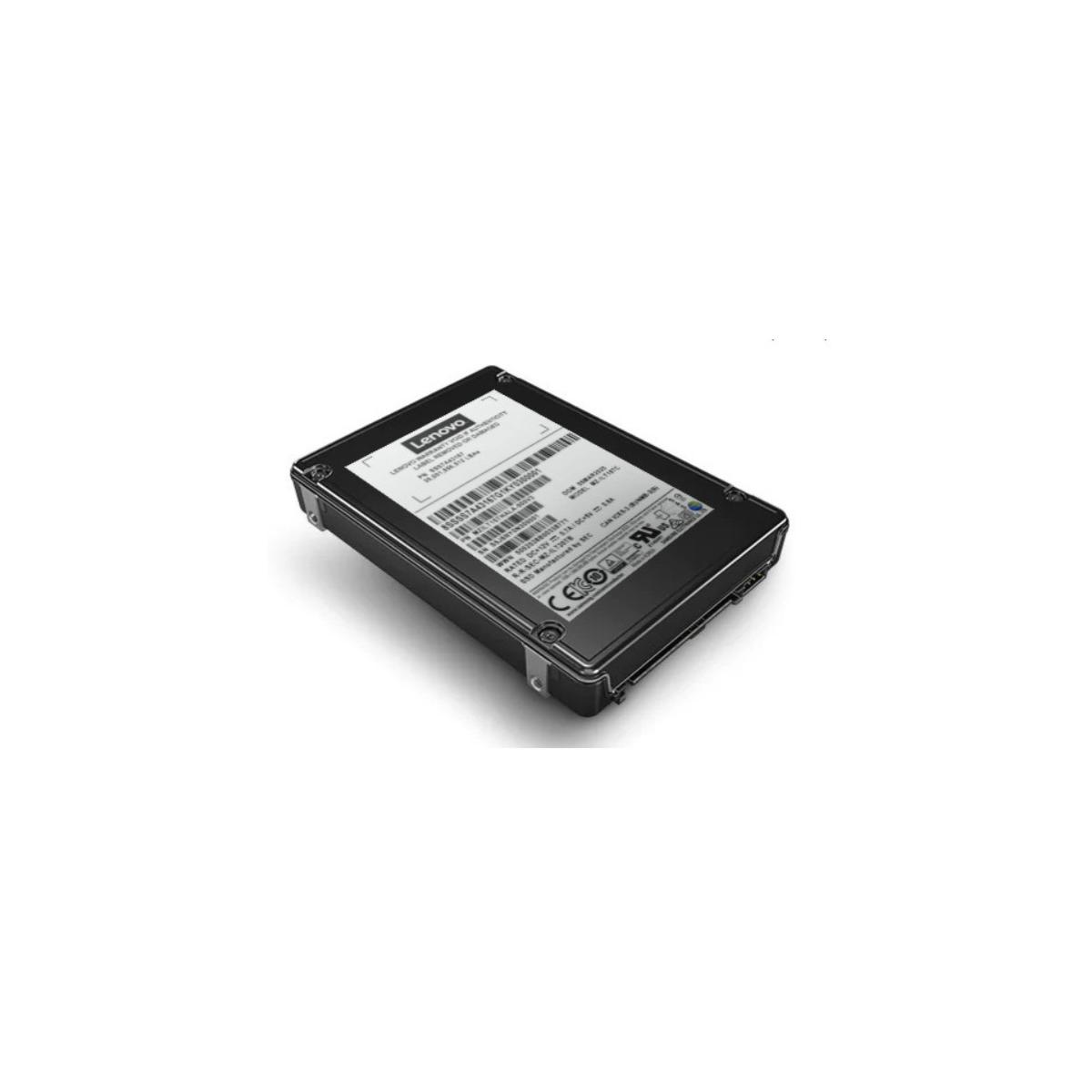 Un hard disk Lenovo nero con un'etichetta argentata.