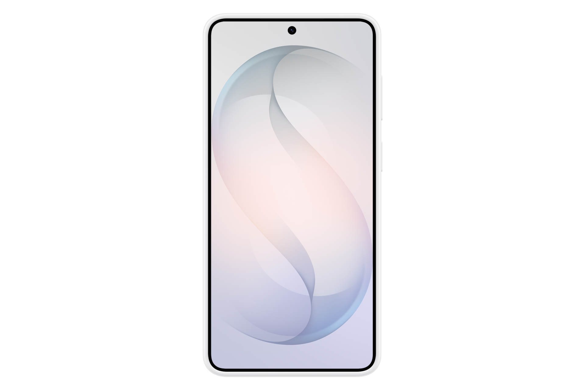 Ein Smartphone mit einem abstrakten, sanft geschwungenen Hintergrund im Display.