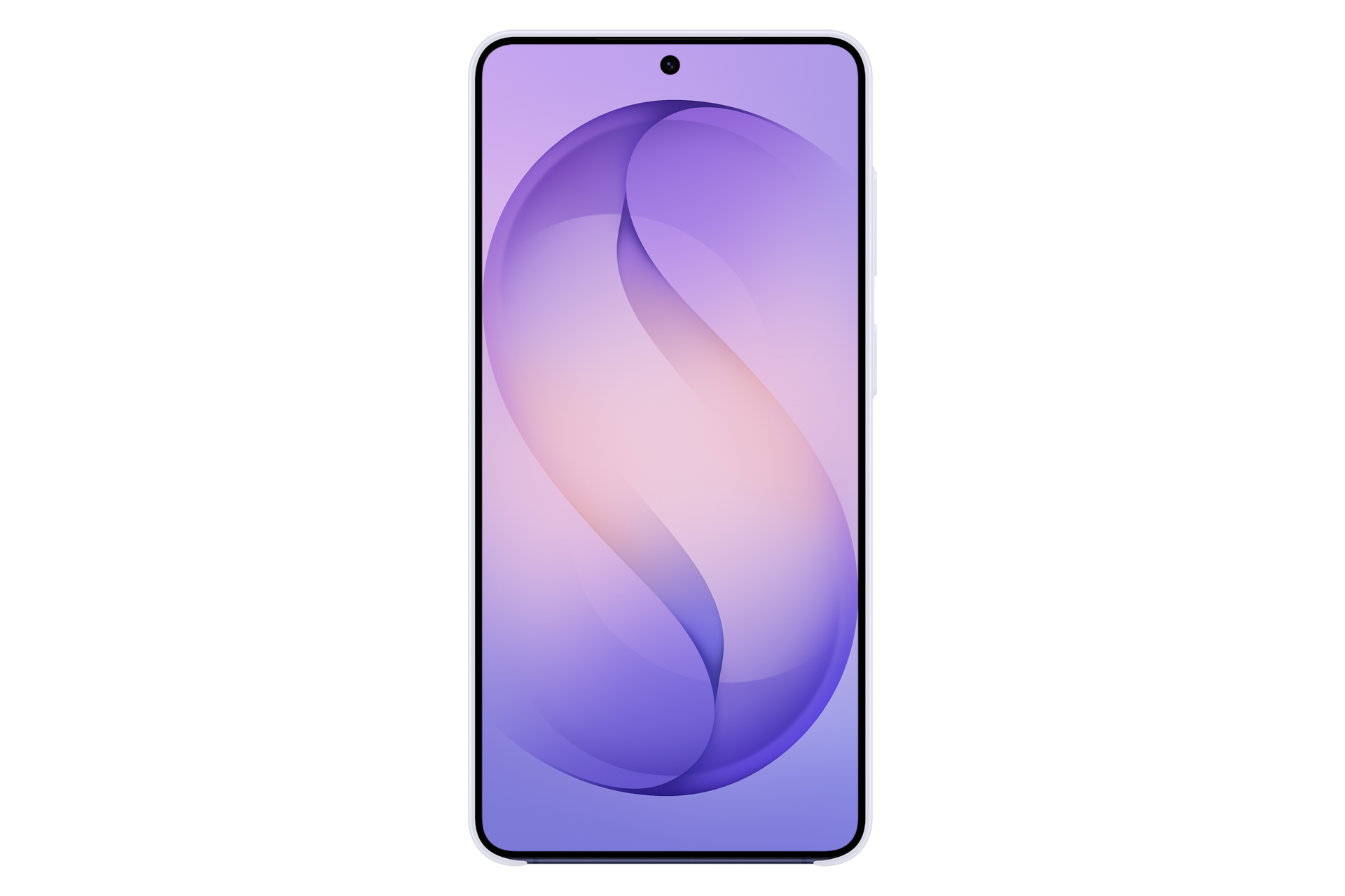 Un teléfono inteligente con un fondo de pantalla morado y fluido.