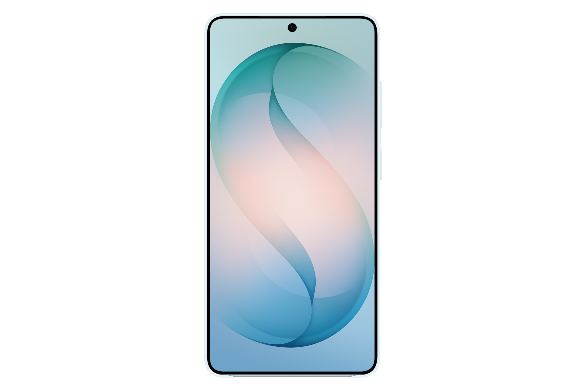 Ein Smartphone mit einem abstrakten blauen und rosa Hintergrund.