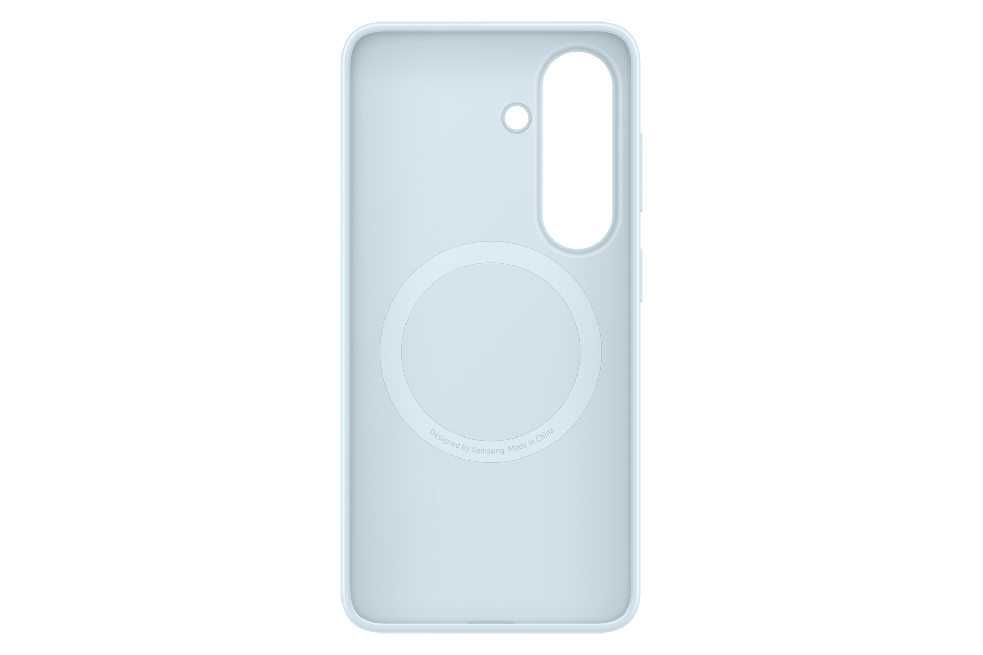 Helles blaues Handy-Case mit Kameraausschnitt und Magnetring.