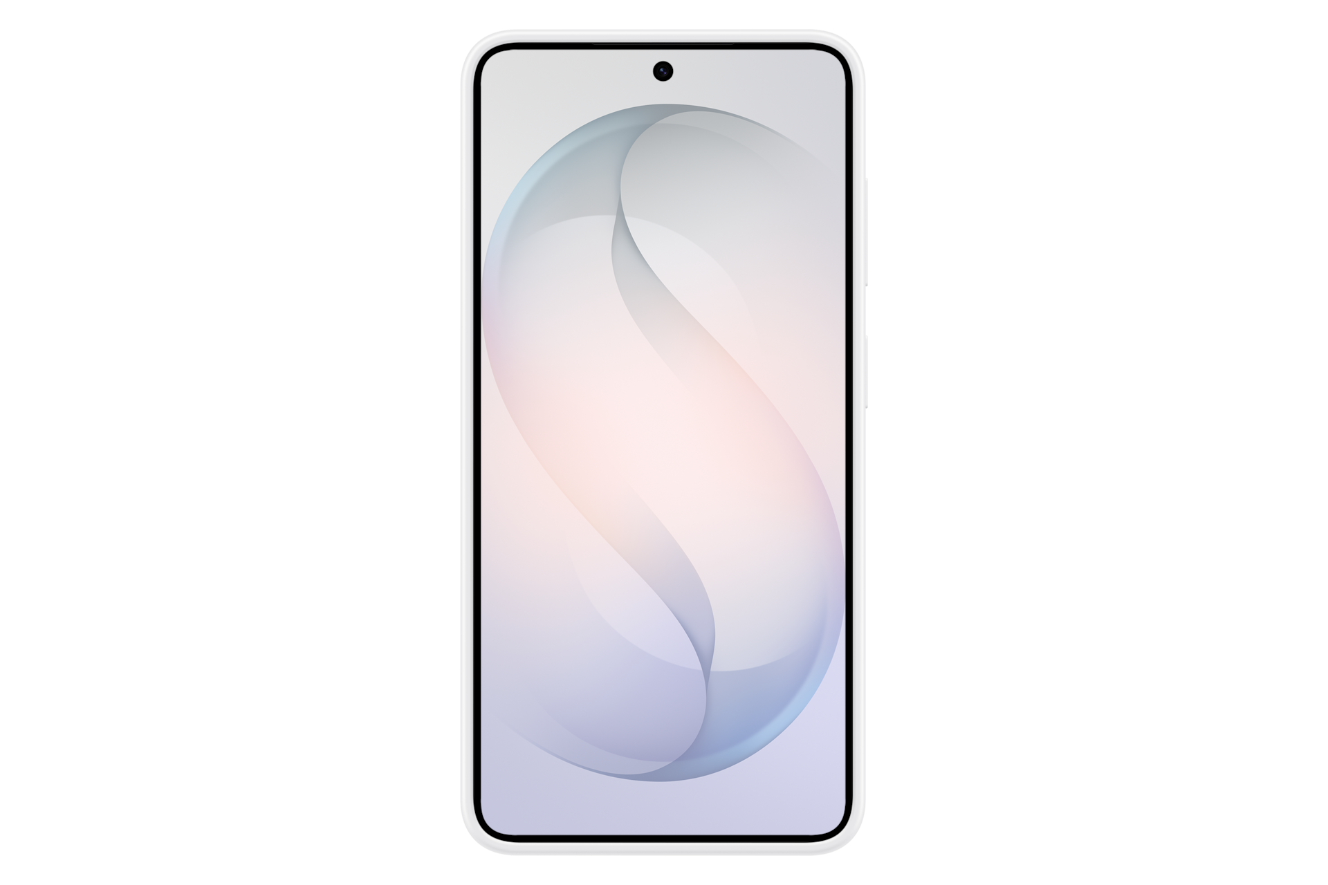 Ein Smartphone mit einem abstrakten, hellblauen und rosa Hintergrund auf dem Bildschirm.