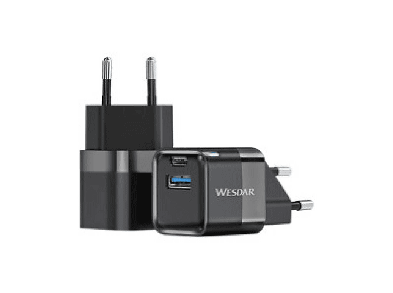 WESDAR AC180-AC 20W Type-C + USB-A Hızlı Şarj Aleti Siyah