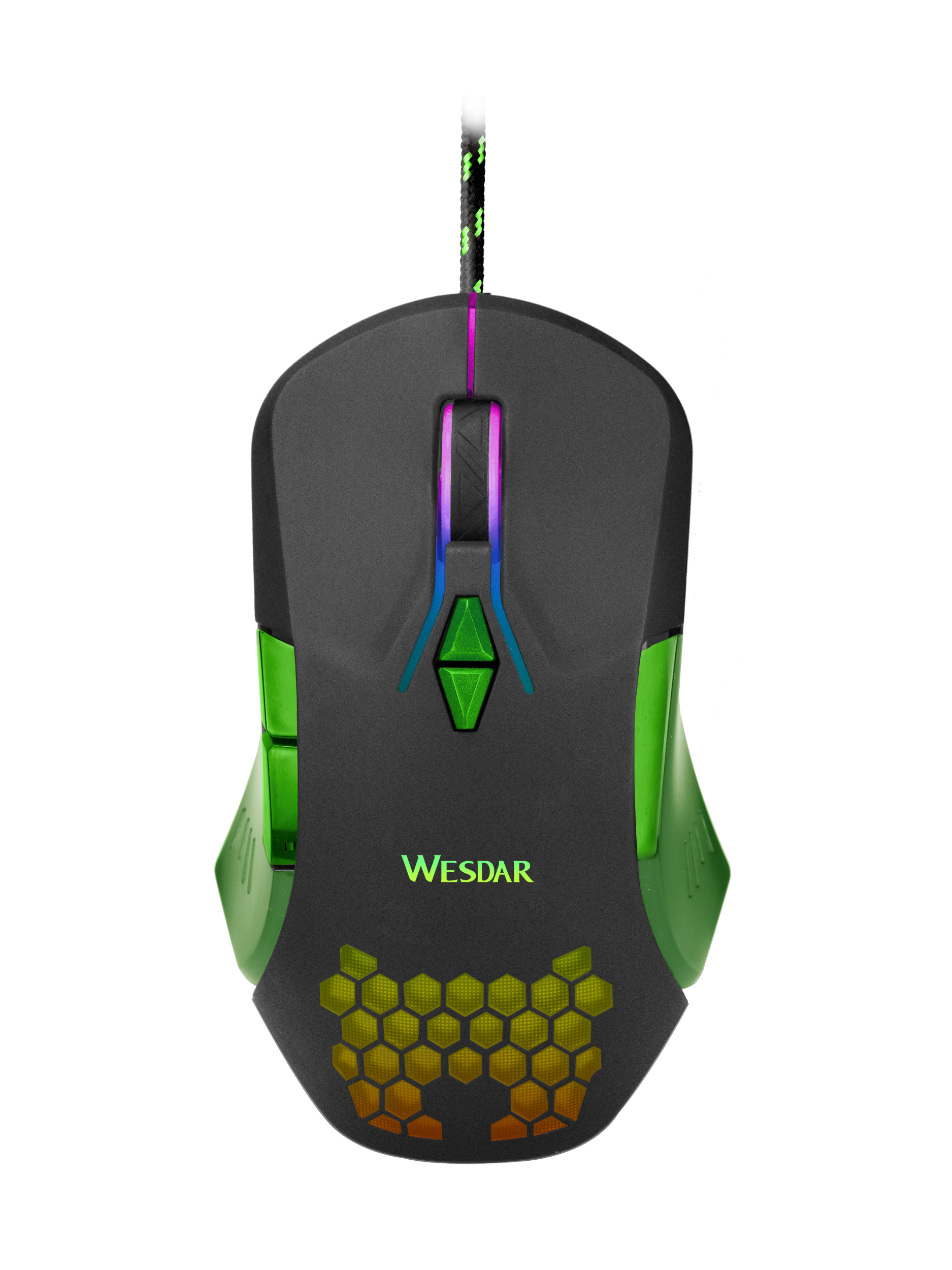 WESDAR X523 RGB 7 Tuşlu 7200 DPI Kablolu Gaming Mouse Siyah-Yeşil