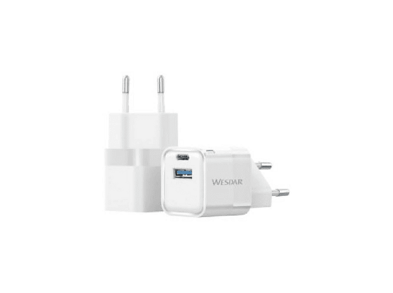 WESDAR AC180-AC 20 W Type-C + USB-A Hızlı Şarj Aleti Beyaz