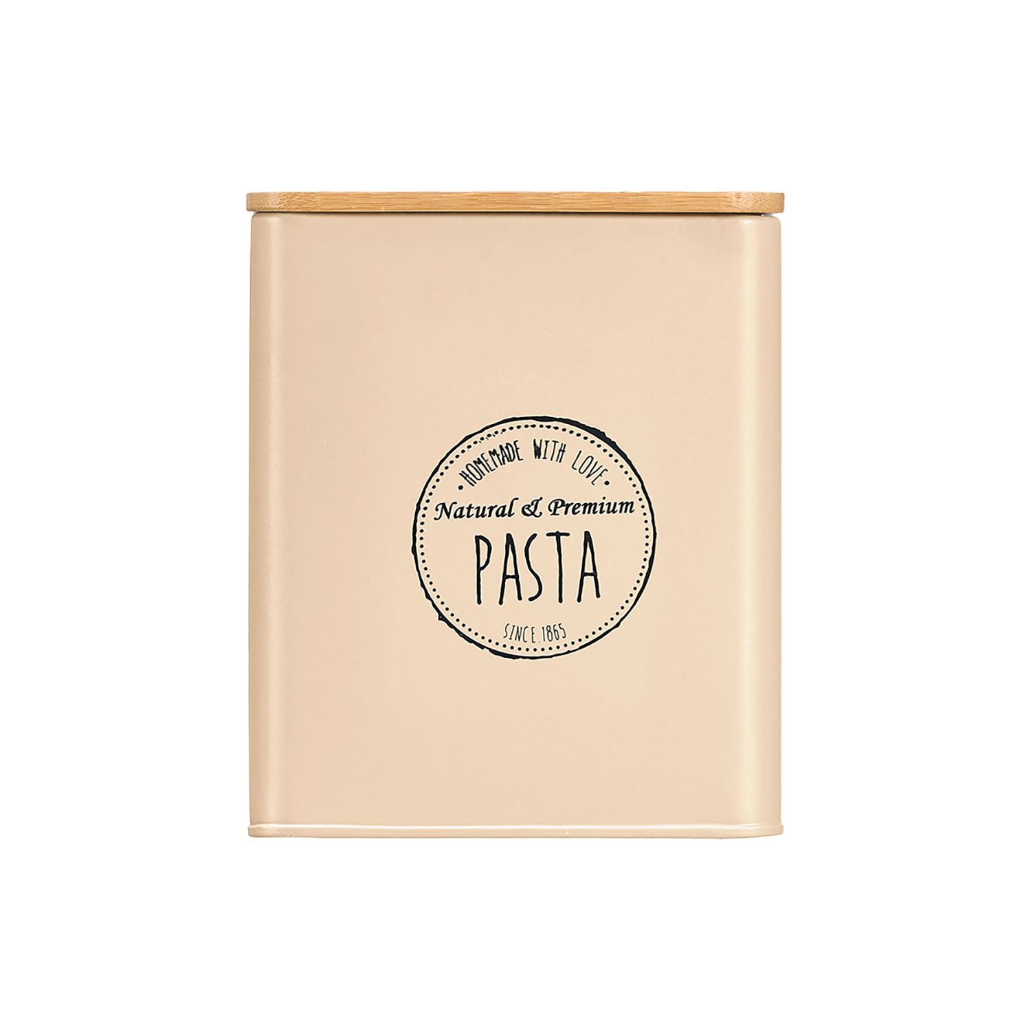 Beige Pastendose mit Holzdeckel und 