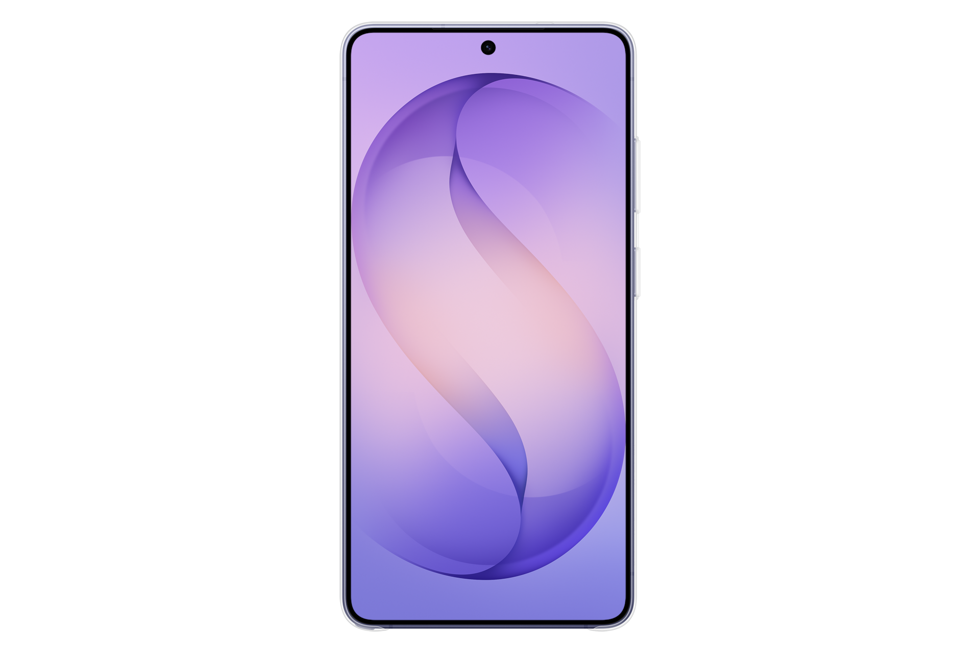 Uno smartphone con uno sfondo astratto viola e una fotocamera in alto.