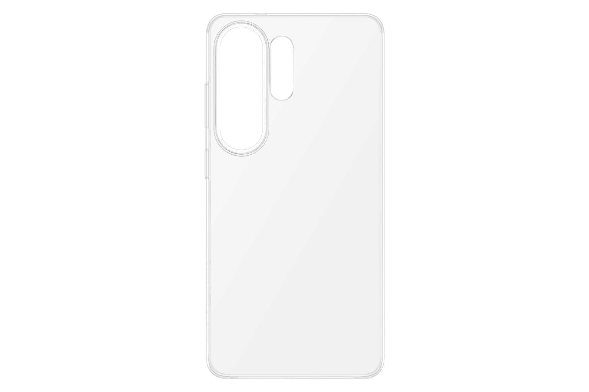 Una cover bianca per telefono con ritagli per fotocamera e pulsanti.